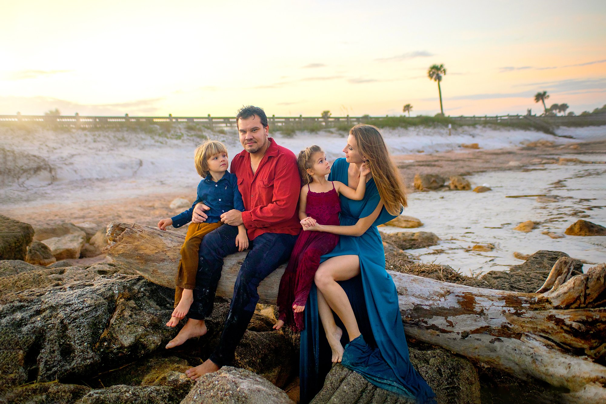 Family beach portrait with ocean backdrop — New Smyrna Beach FL — Heidi Lynne Photography
